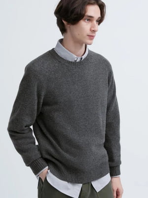Вязаный свитер UNIQLO из шерсти 1159800972 (Серый, XL) | 6825139