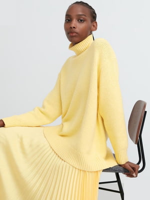 Вязаный свитер UNIQLO с высоким воротником 1159801767 (Желтый, S) | 6825159