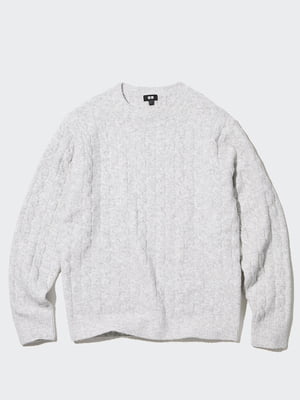 Вязаный свитер UNIQLO из шерсти 1159801818 (Серый, M) | 6825171