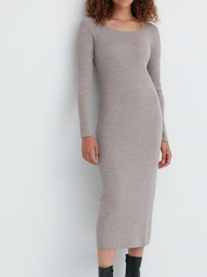 Мягкое платье в рубчик Uniqlo из мериносовой смеси 1159801891 (Серый, XS) | 6825185