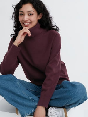 Жіночий светр UNIQLO 3D Knit преміум-класу 1159801896 (Бордовий, XS) | 6825186