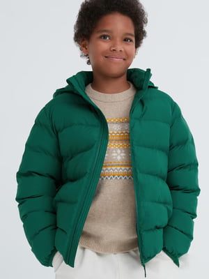 Детская стеганая куртка UNIQLO 1159802195 (Зеленый, 135-144) | 6825205