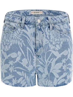 Жіночі джинсові шорти Guess з принтом 1159801490 (Блакитний, 25) | 6825263