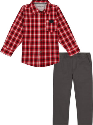 Дитячий костюм Calvin Klein сорочка та штани 1159800855 (Червоний/Сірий, 10) | 6825316