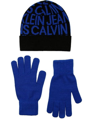 Дитячий комплект Calvin Klein шапка та рукавички 1159801379 (Синій, 8-16) | 6825331