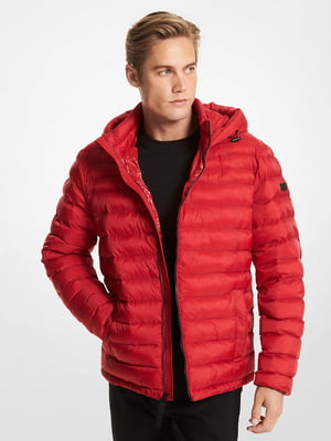 Мужская стеганая куртка Michael Kors с капюшоном 1159802144 (Красный, XXL) | 6825383