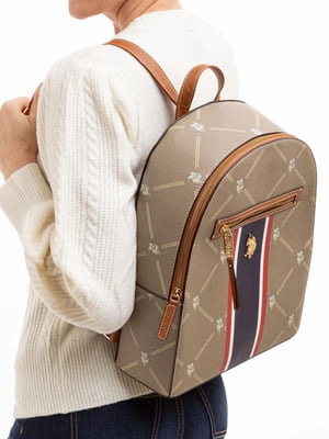 Жіночий рюкзак US Polo Assn з принтом 1159801018 (Бежевий, One Size) | 6825418