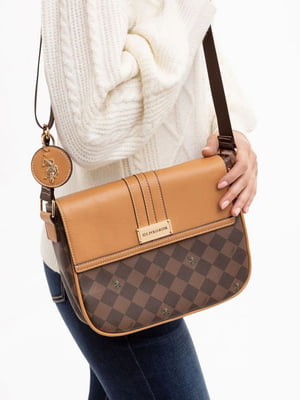 Жіноча сумка кроссбоді US Polo Assn з принтом 1159801022 (Коричневий, One size) | 6825420