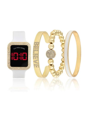 Подарунковий набір US Polo Assn годинник та браслети 1159801039 (Золотистий, One size) | 6825428