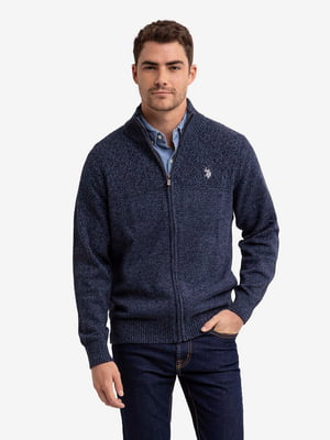Чоловічий светр US Polo Assn на блискавці 1159801381 (Синій, L) | 6825436