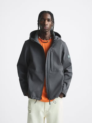 Мужская куртка Zara из технической ткани 1159801134 (Серый, XL) | 6825564