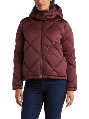 Женская стеганая куртка Calvin Klein с капюшоном 1159800985 (Бордовый, XL) | 6825320