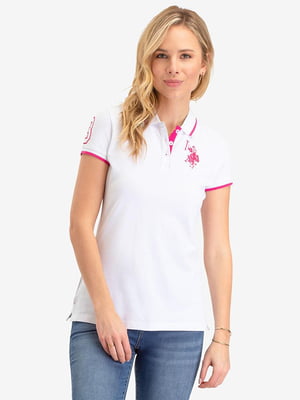 Біла футболка-поло з фірмовим логотипом | 6825948