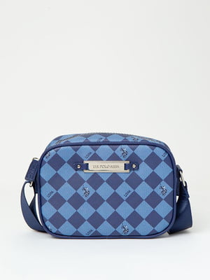 Синя сумка-кросбоді в ромби з логотипом | 6825975
