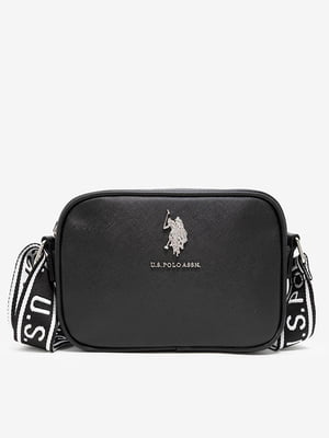 Чорна сумка-кросбоді з логотипом (22х15 см) | 6825991