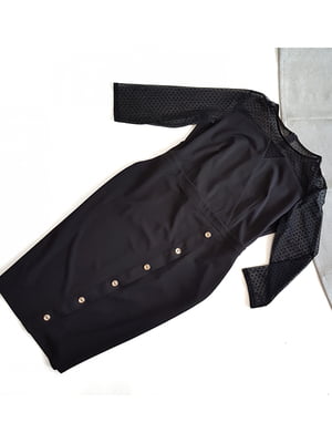 Чорна сукня-футляр із вставками сітки  | 6826691