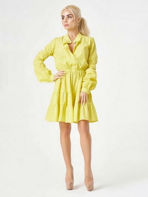 Жовта сукня А-силуету з розкльошеною спідницею | 6826701