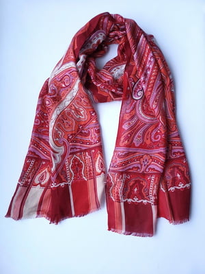 Бордовий шарф  у візерунок (176х57 см) | 6826809
