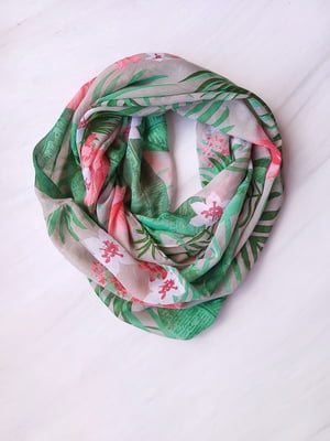 Зелений шарф-снуд в квітковий принт (160х53 см) | 6827025
