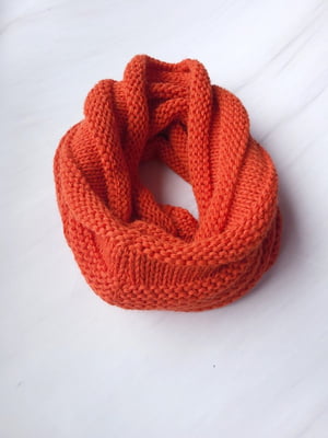  В'язаний шарф-снуд теракотового кольору (140х35 см) | 6827028