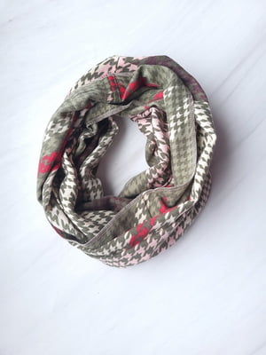 Сірий шарф-снуд у візерунок гусяча лапка (160х60 см) | 6827034