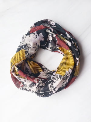 Різнокольоровий шарф-снуд  в квітковий принт (180х72 см) Різнокольоровий 12054 | 6827038