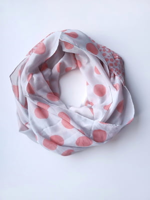 Білий шарф-снуд  в рожевий горошок (154х50 см) | 6827041