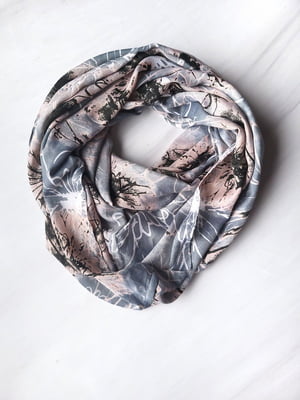 Сірий шарф-снуд у квітковий принт (156х72 см) | 6827042