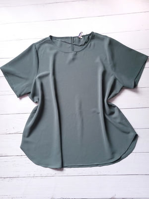 Сіро-зелена однотонна блуза oversize | 6827321