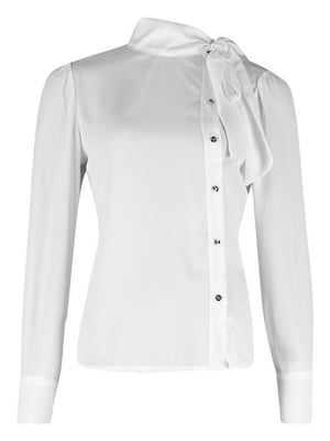 Біла блуза з зав'язкою-бантом | 6827356