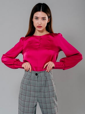 Рожева однотонна блуза з маленькими гудзиками | 6827385