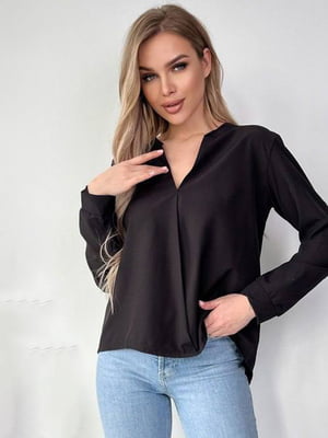Блуза чорного кольору з V-подібним вирізом | 6827719