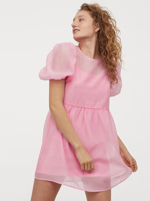 Рожева сукня А-силуету з рукавом-ліхтариком | 6329655