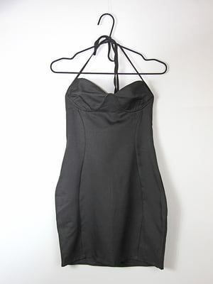 Сукня-футляр чорна з вузькими бретелями | 6507027