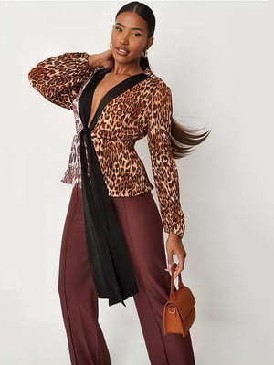 Блуза коричнева з леопардовим принтом | 6508051