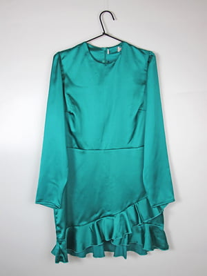 Зелена сукня-футляр з оборкою | 6508162