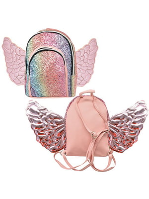 Рожевий рюкзак з крилами та блискітками | 6508654