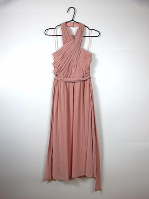 Вільна рожева сукня зі зборками на ліфі | 6508678