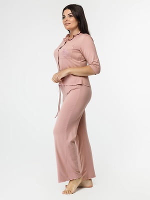 Віскозна рожева піжама: сорочка та штани | 6699139