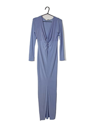 Блакитна сукня-футляр з ефектним декольте | 6699509