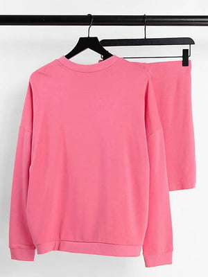 Трикотажний рожевий костюм: світшот та шорти | 6707207