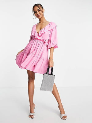 Рожева сукня А-силуету з спідницею в складки | 6707282