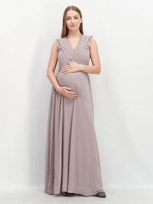Сіра вечірня сукня для вагітних з мереживом | 6722834