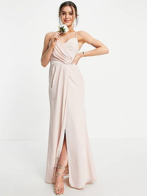 Світло-рожева вечірня сукня з розрізом | 6723444