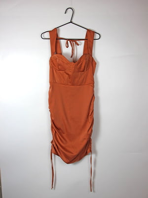Сукня-футляр теракотового кольору з корсетом | 6724190