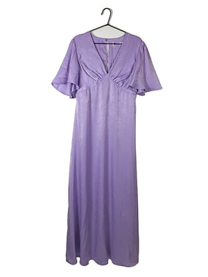 Сукня А-силуету бузкового кольору з відрізною спідницею в складку | 6724862
