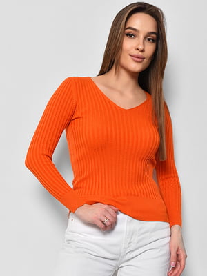 Пуловер однотонний помаранчевого кольору | 6828031