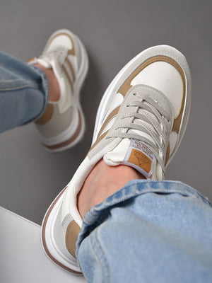 Кросівки біло-сірого кольору на шнурівці  | 6828227