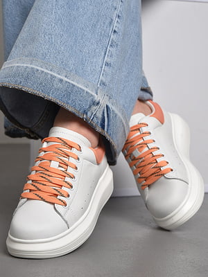 Кросівки білого кольору на шнурівці | 6828229