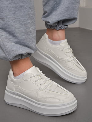 Кросівки білого кольору на шнурівці | 6828244